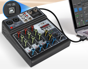 Hot 4-Way Small Mixing Console Cross-Border USB Computer Music Recording Studio <span class=keywords><strong>DJ</strong></span> Mixer - Product Image 2