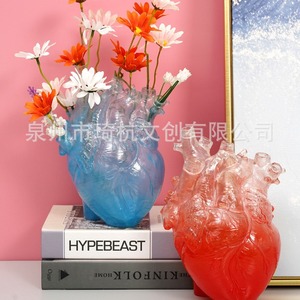 Transparent Heart Shaped Flower <b>Vase</b> Resin Tabletop Decor For Living Room Bedroom Valentine'S Day Gift - Product Image 3