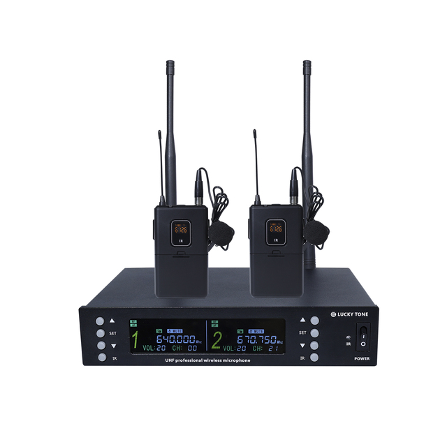 T 2 Channel UHF Wireless Headset Microphone with Receiver and Transmitter Dual Way UHF600-900MHZ Dynamic Mic
