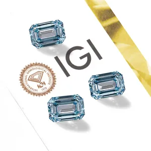 Starsgem Diamante Azul 1.58ct y 7,84*5,65*3,53mm Diamante de corte esmeralda IGI diamante CVD azul