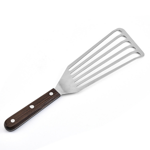 Espátula de acero inoxidable para carne y anguila, con ranuras, para freír, asar y barbacoa, con mango de madera, al por mayor - Product Image 4