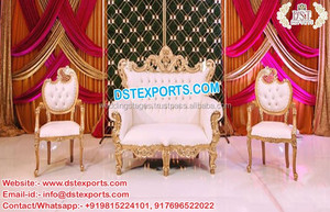 Meuble de mariage de luxe, or blanc, lot de 4 pièces, avec chaises, mobilier de créateur pour mariage indien et malaisie, nouvelle collection - Product Image 4