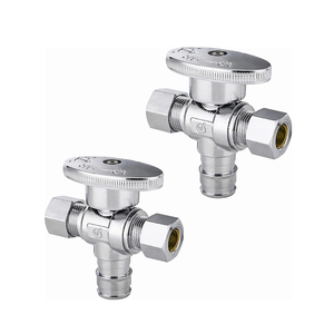 Grifo de latón cromado Olde Chrome Plated LF de 1/4 de vuelta con doble salida Comp X Compl X F1960 Angle - Product Image 1