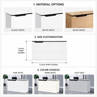 Comptoir de réception compact moderne en MDF blanc avec rangements, écologique et durable, idéal pour hôtels, spas et commerces de détail