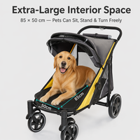 Poussette pour animaux de compagnie grande capacité 60 kg, base basse, double entrée, toit ouvrant, tapis lavable, pliage en un clic, OEM ODM