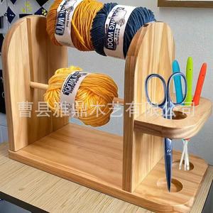 Wooden Yarn Spool Holder Multifunctional <b>Crochet</b> <b>Hook</b> Rack Standing Type For Living Room Storage - Product Image 1