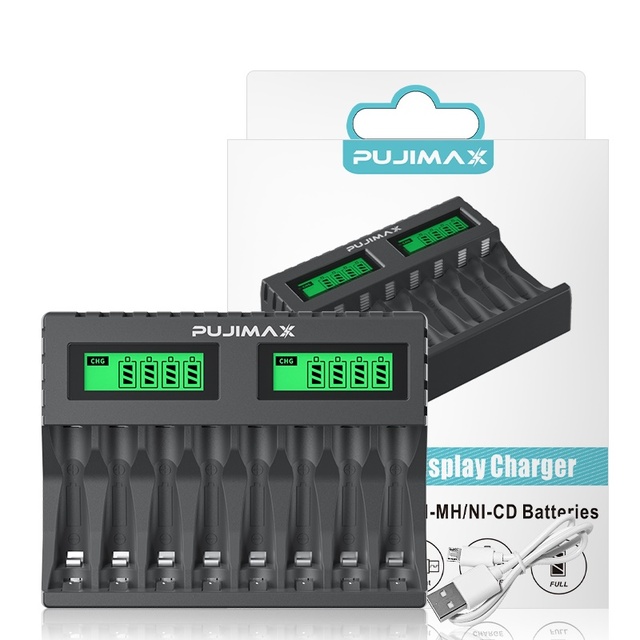 LCD Displays OEM 8 Slots Fast Charging Rechargeable Battery Charger Aa for 1.2V AA/AAA Nimh/Nicd Battery