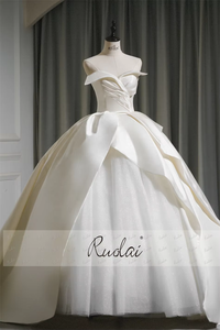 Ruolai ZD05080 robe de bal en <span class=keywords><strong>Satin</strong></span> Royal, robes de mariage sans manches avec cœur - Product Image 5