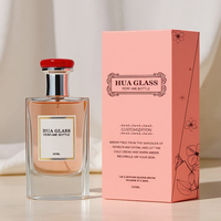 Nouveauté, flacon de parfum en verre transparent rectangulaire de luxe de 80 ml, flacon de parfum vide avec boîte et couvercles