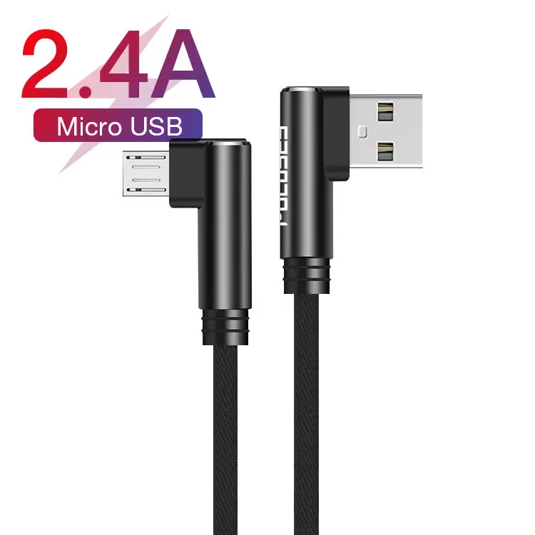 Fabric braided micro usb cable right angle cable android free sample 90 degree 1m original 5 pin mi android fast usb cable