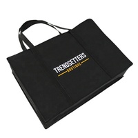 Sac de shopping personnalisé écologique populaire grand format noir en non-tissé avec poignée renforcée