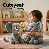 Peluche Éléphant Électrique Interactif Intelligent avec IA ChatGPT, Plus de 60 Langues, Histoires pour le Coucher, Éducatif, Couleur Personnalisable - Cuteyeah