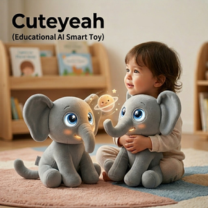 Elefante de Peluche Inteligente que Habla en Más de 60 Idiomas, Juguete Educativo con IA para Dormir, Animal de Peluche Personalizado - Product Image 1