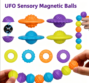 Jouet anti-stress soucoupe volante UFO, jouet sensoriel magnétique éducatif en silicone conçu pour les enfants - Product Image 1