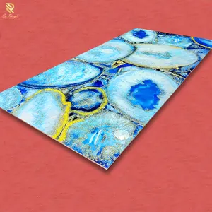 Große großformat ige Porzellan Onyx Marmor 12 mm polierte Bodenfliesen Sinter stein blau polierte Platte Porzellan Wand-und Bodenfliesen