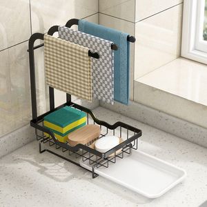 Soporte colgante de almacenamiento para trapo, estante de esponja para fregadero, escurridor multifunción, organizador para cocina y baño, decoración ajustable - Product Image 4