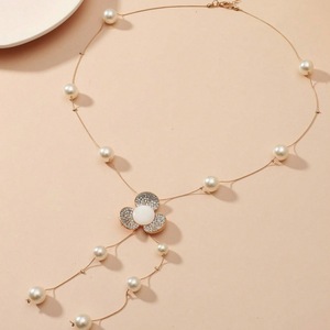 แฟชั่น RL-191สร้อยคอโลหะผสมทำจากโลหะอัลลอยทรงยาวประดับเพชรเม็ดเล็กๆประดับคริสตัลไข่มุกดอกไม้และผีเสื้อ - Product Image 3