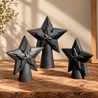 Sculpture d'étoile en céramique noire, objet décoratif géométrique pour la décoration moderne de la maison et la présentation sur table