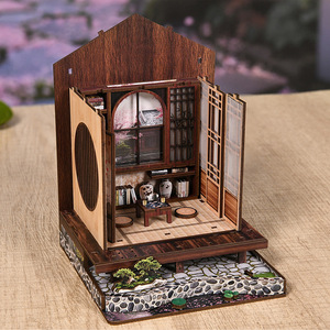 Diy <b>Mini</b> Book Nook Japanese Style Cottage 12x12.5x17cm Moss <b>Lantern</b> Garden Model Wooden Puzzle Gift For Teens - Product Image 1