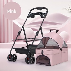 One-Button Folding Dog Stroller Weather Cover New Foldable Pet Jogger Mesh Storage Basket for <b>Cats</b> Convenient <b>Cat</b> <b>Cage</b> Stroller - Product Image 4