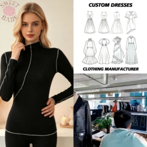 SWEET BABE <b>Black</b> Solid Knitted O-Neck <b>Long</b> <b>Sleeve</b> Slim Fit Elegant <b>Women's</b> All Seasons Contrast Seam Casual T-Shirt - Product Image 1
