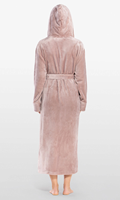Peignoir en polaire à capuche personnalisé pour femme - Luxe, doux, manches longues, longueur genou, fermeture à cordon, séchage rapide, élégant