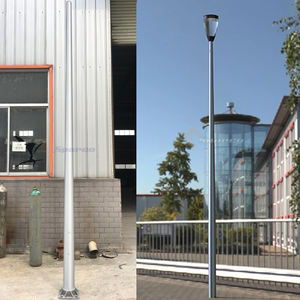 6M 8M 10M 12Mアルミニウム/ステンレス鋼/亜鉛メッキ鋼ライトポールサテンつや消し仕上げ金属ポール、丸型ベースプレート付き - Product Image 4