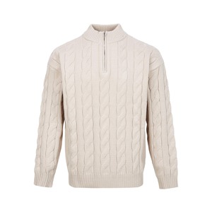 เสื้อกันหนาวลำลองแขนยาวคอตั้งสำหรับผู้ชาย <span class=keywords><strong>littlepony</strong></span> เสื้อสเวตเตอร์ถักมีปกสีพื้นแบบลำลองใหม่2025 - Product Image 3
