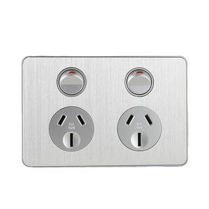 Fabriek Nieuw Product Australia Standaard 10a Horizontale Dubbele Powerpoints Met Usb A + C Geborsteld Aluminium Materiaal - Product Image 3
