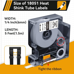 Nastro per <span class=keywords><strong>Etichette</strong></span> Termoretraibili Industriali Compatibile A18051 1/4" Bianco/Nero per <span class=keywords><strong>Stampante</strong></span> <span class=keywords><strong>DYMO</strong></span> 18051 per Etichettatrice Industriale <span class=keywords><strong>DYMO</strong></span> - Product Image 3