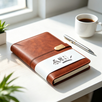 Carnet A5 en cuir PU, ensemble cadeau avec stylo, 100 feuilles 100 g/m², style vintage rétro, fermoir doré, reliure cousue, cadeau d'affaires, vente en gros
