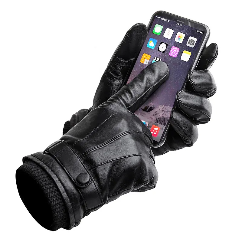 Классические зимние мужские перчатки из натуральной кожи с сенсорным экраном от производителя BSCI