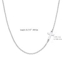 Collar de Cadena con Cruz de Acero Inoxidable, Resistente al Agua y al Deslustre, Diseño Refinado y Simple, Collar de Una Sola Capa con Cruz Lateral de Acero Inoxidable para Mujer