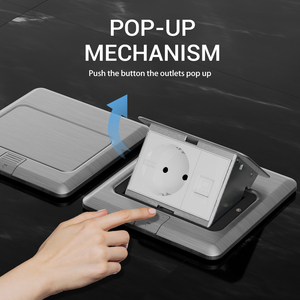 Prise de sol européenne Pop up Mécanisme résistant au feu Prise <span class=keywords><strong>allemande</strong></span> Schuko Prise de courant 250V avec <span class=keywords><strong>filet</strong></span> - Product Image 4