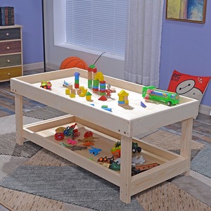 Ming Anjia Solid Wood Toy Table With Storage For Kids Building Blocks And Playtime Activities - Product Image 1