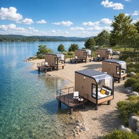 Capsule modulaire modifiée en conteneur maritime, maisonnette de glamping préfabriquée avec design respirant pour projets hôteliers et complexes de villégiature