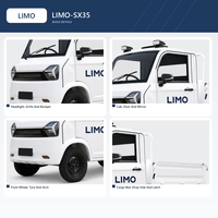 Camion électrique de fret à quatre roues de 1,6 m avec benne latérale rabattable, moteur 1500 W, cabine fermée avec porte