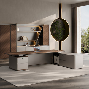 L hình điều hành ông chủ Văn phòng Bàn và ghế đặt CEO Morden văn phòng bàn đồ nội thất thiết lập hiện đại tối giản điều hành bàn văn phòng - Product Image 4