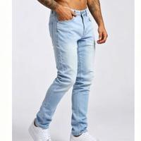 Jean slim homme vintage taille mi-haute en denim de haute qualité avec personnalisation de marque – Collection Rejuvenation