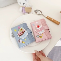 Dompet Lipat Tiga Kartun Lucu dengan Banyak Slot Kartu, Tempat Kartu Mini dari Kulit PU