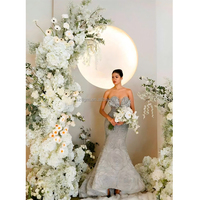 Composition florale artificielle blanche en soie, Hortensia et Gypsophile, pour arche, décoration de toile de fond de mariage et chemin de table floral