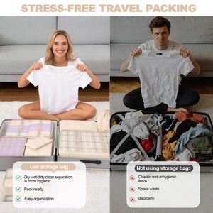 Lot de 8 cubes de rangement extra larges pour valise de voyage, sacs organisateurs pour bagages avec sac à chaussures suspendu et trousse de toilette, pour les voyages en voiture et le camping - Product Image 6