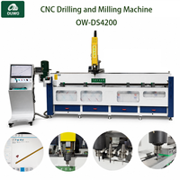 Machine de fabrication de fenêtres et de portes en aluminium CNC servo-électrique OUWO 380V certifiée CE, 4200 mm, avec magasin d'outils et réglage automatique des outils