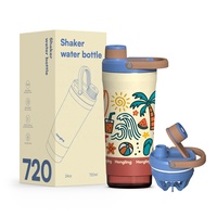 Bouteille shaker en acier inoxydable Hong Ling de Chine avec mélangeurs 720 ml, bouteille shaker pour protéines en gros, bouteille d'eau portable