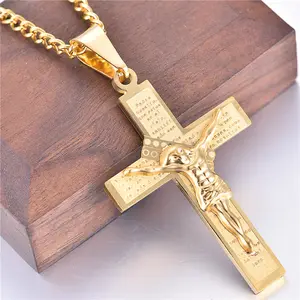 wholesale high quality stainless steel virgin mary jesus rosary cross religious gold necklaces for unisex