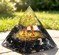 Sphères de cristal, pierres d'améthyste, pierres de guérison, méditation des chakras, orgonite, orgone, pyramide gravée 5 cm, décoration de la maison porte-bonheur, cadeau de mariage