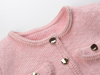 Ensemble 2 pièces tricoté pour femme, style élégant printemps 2026 : Cardigan rose à col rond et manches longues, boutonnage simple, et mini-jupe
