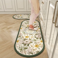 Tapis de cuisine en diatomite de style américain, antidérapant, absorbant, lavable, tapis de sol floral, utilisation dans la salle de bain