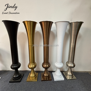 JINDY Wedding Table Centerpiece Decoration Tall Cylinder Metal Gold <strong>Vase</strong> <strong>Flower</strong> Stand With <strong>Flower</strong> Ball Bouquet - Product Image 4