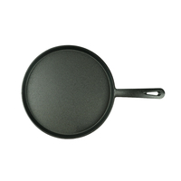 Poêle à pizza ronde en fonte pré-assaisonnée poêle à tortilla plaque de cuisson ronde crêpière poêle en fonte